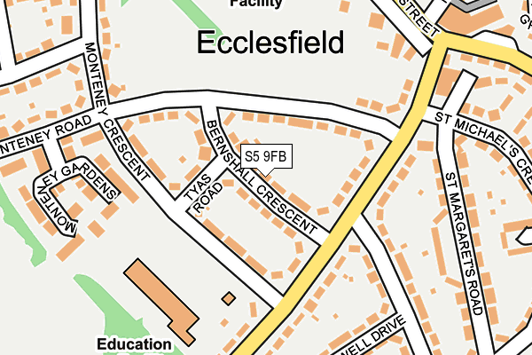 S5 9FB map - OS OpenMap – Local (Ordnance Survey)