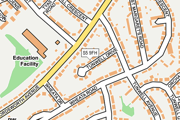 S5 9FH map - OS OpenMap – Local (Ordnance Survey)