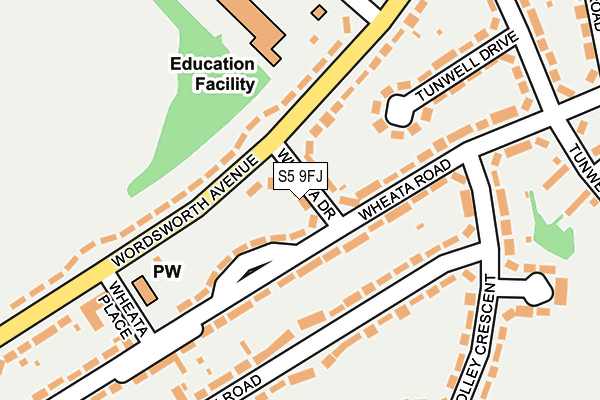 S5 9FJ map - OS OpenMap – Local (Ordnance Survey)