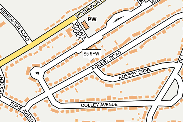 S5 9FW map - OS OpenMap – Local (Ordnance Survey)