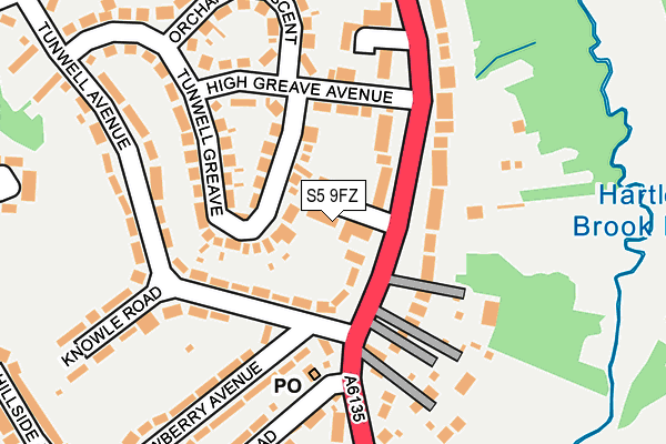 S5 9FZ map - OS OpenMap – Local (Ordnance Survey)