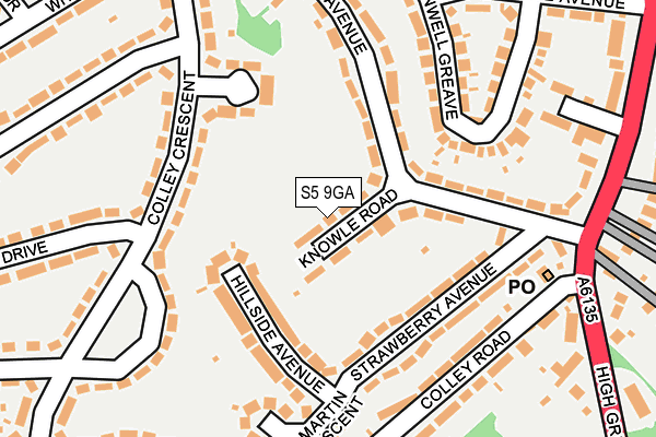 S5 9GA map - OS OpenMap – Local (Ordnance Survey)