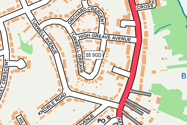 S5 9GD map - OS OpenMap – Local (Ordnance Survey)