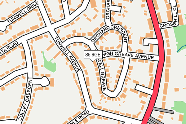 S5 9GE map - OS OpenMap – Local (Ordnance Survey)