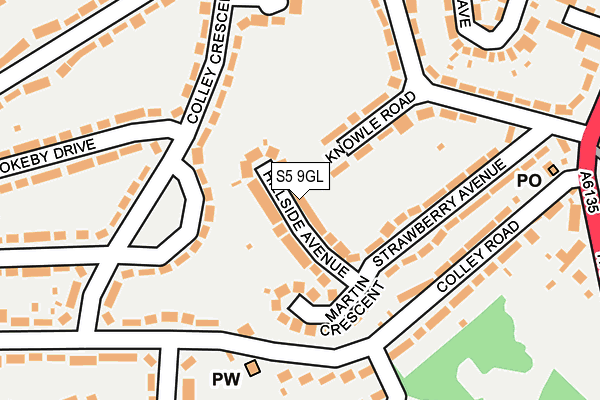 S5 9GL map - OS OpenMap – Local (Ordnance Survey)