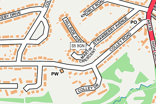 S5 9GN map - OS OpenMap – Local (Ordnance Survey)