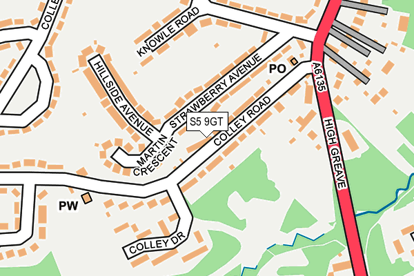 S5 9GT map - OS OpenMap – Local (Ordnance Survey)