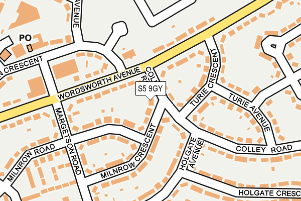 S5 9GY map - OS OpenMap – Local (Ordnance Survey)