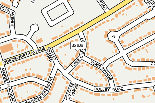 S5 9JB map - OS OpenMap – Local (Ordnance Survey)