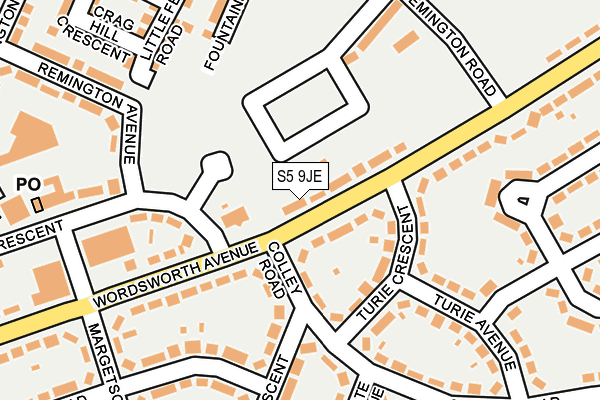 S5 9JE map - OS OpenMap – Local (Ordnance Survey)