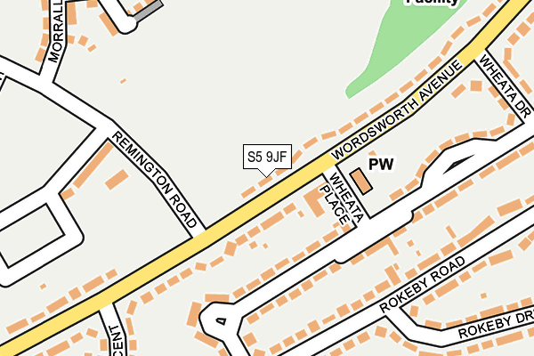 S5 9JF map - OS OpenMap – Local (Ordnance Survey)