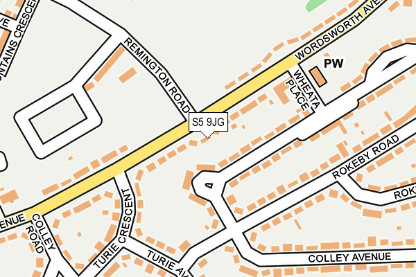 S5 9JG map - OS OpenMap – Local (Ordnance Survey)