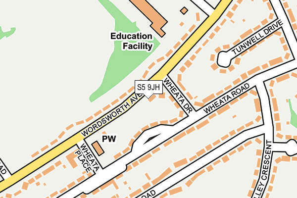 S5 9JH map - OS OpenMap – Local (Ordnance Survey)