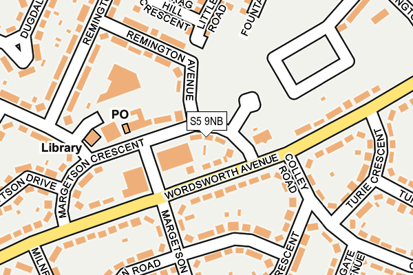 S5 9NB map - OS OpenMap – Local (Ordnance Survey)