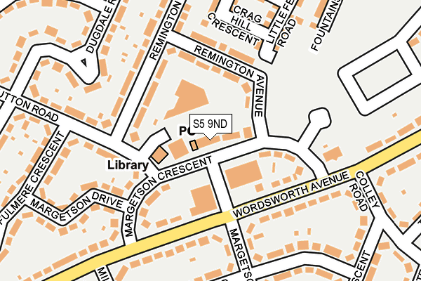 S5 9ND map - OS OpenMap – Local (Ordnance Survey)