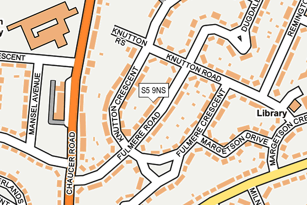 S5 9NS map - OS OpenMap – Local (Ordnance Survey)