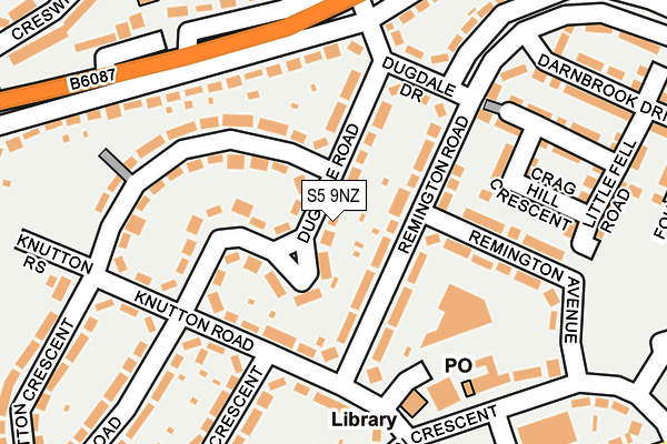 S5 9NZ map - OS OpenMap – Local (Ordnance Survey)