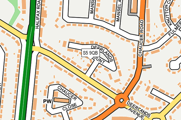 S5 9QB map - OS OpenMap – Local (Ordnance Survey)