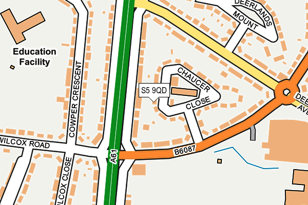 S5 9QD map - OS OpenMap – Local (Ordnance Survey)