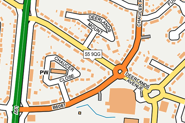 S5 9QG map - OS OpenMap – Local (Ordnance Survey)