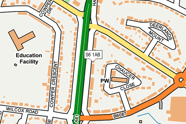 S6 1AB map - OS OpenMap – Local (Ordnance Survey)