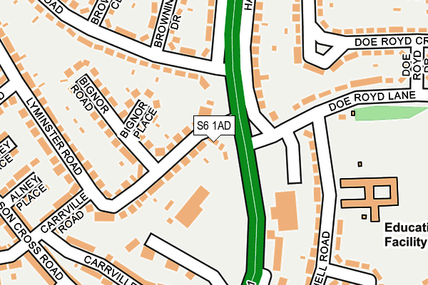 S6 1AD map - OS OpenMap – Local (Ordnance Survey)