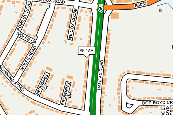 S6 1AE map - OS OpenMap – Local (Ordnance Survey)