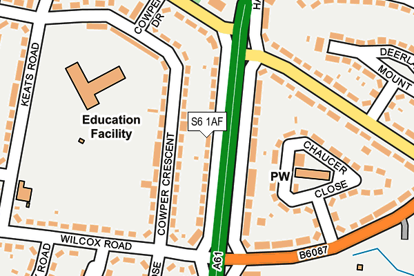 S6 1AF map - OS OpenMap – Local (Ordnance Survey)