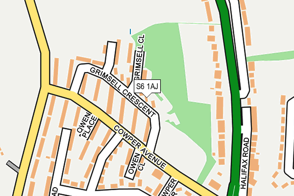 S6 1AJ map - OS OpenMap – Local (Ordnance Survey)