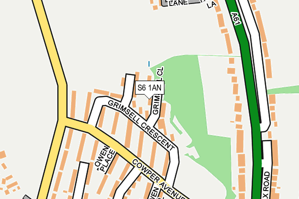 S6 1AN map - OS OpenMap – Local (Ordnance Survey)