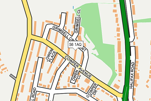 S6 1AQ map - OS OpenMap – Local (Ordnance Survey)