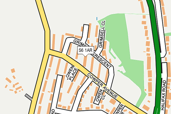 S6 1AR map - OS OpenMap – Local (Ordnance Survey)