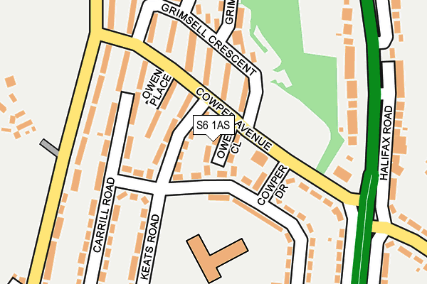 S6 1AS map - OS OpenMap – Local (Ordnance Survey)