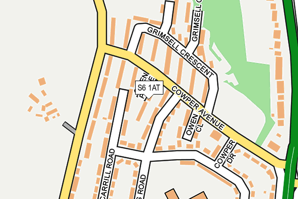 S6 1AT map - OS OpenMap – Local (Ordnance Survey)