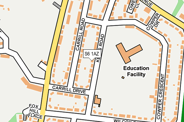 S6 1AZ map - OS OpenMap – Local (Ordnance Survey)