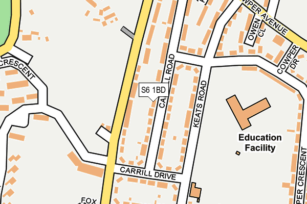 S6 1BD map - OS OpenMap – Local (Ordnance Survey)