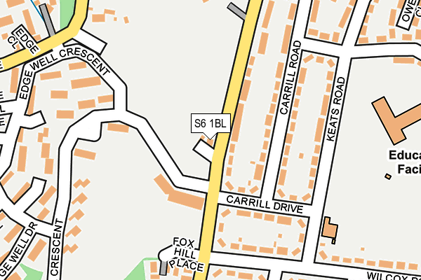 S6 1BL map - OS OpenMap – Local (Ordnance Survey)