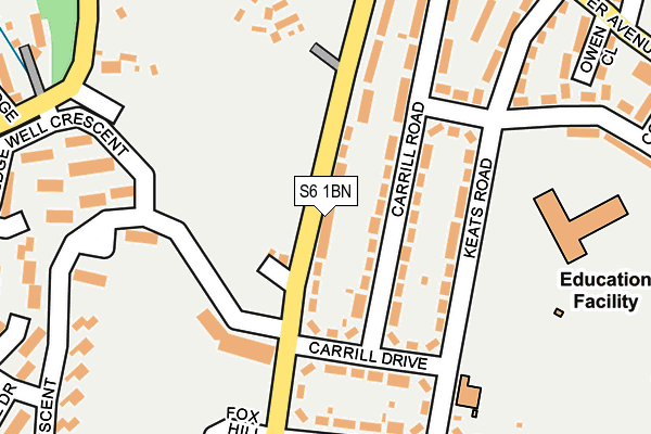 S6 1BN map - OS OpenMap – Local (Ordnance Survey)