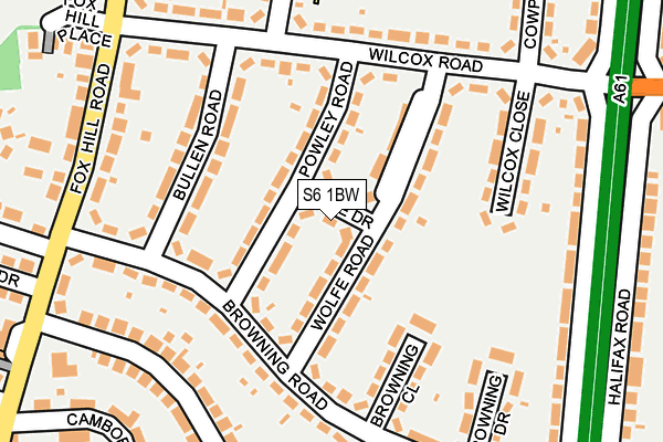 S6 1BW map - OS OpenMap – Local (Ordnance Survey)