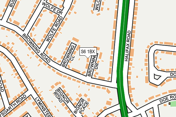 S6 1BX map - OS OpenMap – Local (Ordnance Survey)