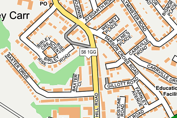 S6 1GG map - OS OpenMap – Local (Ordnance Survey)