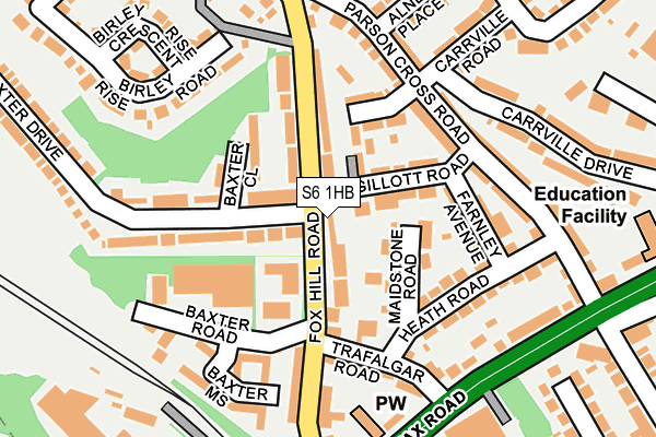S6 1HB map - OS OpenMap – Local (Ordnance Survey)