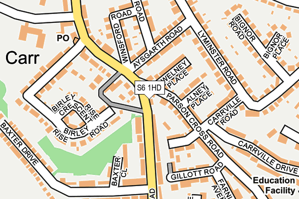 S6 1HD map - OS OpenMap – Local (Ordnance Survey)