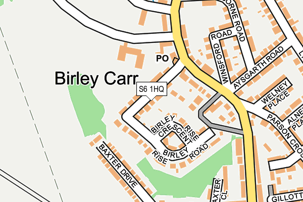 S6 1HQ map - OS OpenMap – Local (Ordnance Survey)