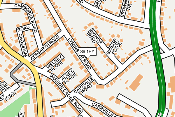 S6 1HY map - OS OpenMap – Local (Ordnance Survey)