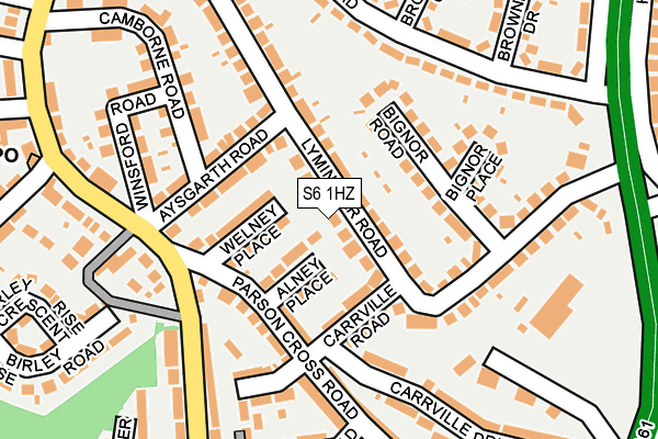 S6 1HZ map - OS OpenMap – Local (Ordnance Survey)