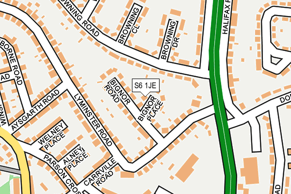 S6 1JE map - OS OpenMap – Local (Ordnance Survey)