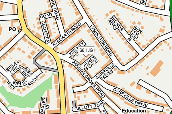 S6 1JG map - OS OpenMap – Local (Ordnance Survey)
