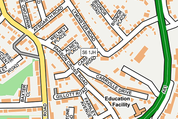 S6 1JH map - OS OpenMap – Local (Ordnance Survey)