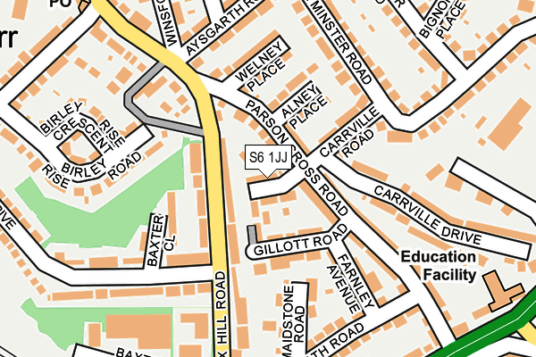 S6 1JJ map - OS OpenMap – Local (Ordnance Survey)